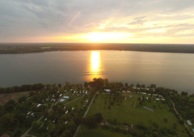 Aerial view of a sunset at Smugglers Cove